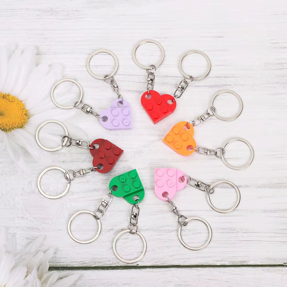 Adorable 2-Piece Love Heart Brick Keychain Set – Perfect Couples Gift for Birthdays and Friendship!