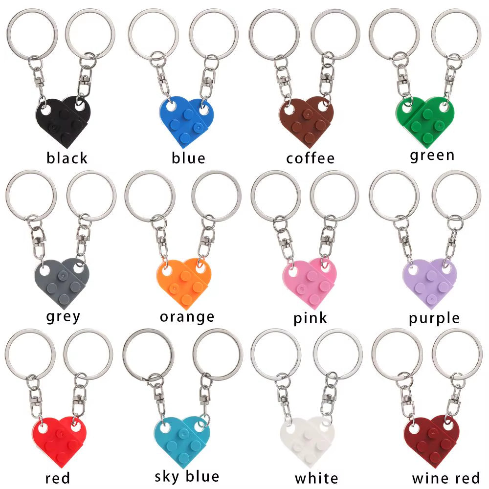 Adorable 2-Piece Love Heart Brick Keychain Set – Perfect Couples Gift for Birthdays and Friendship!
