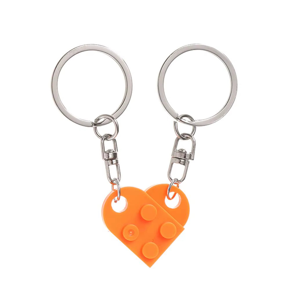 Adorable 2-Piece Love Heart Brick Keychain Set – Perfect Couples Gift for Birthdays and Friendship!
