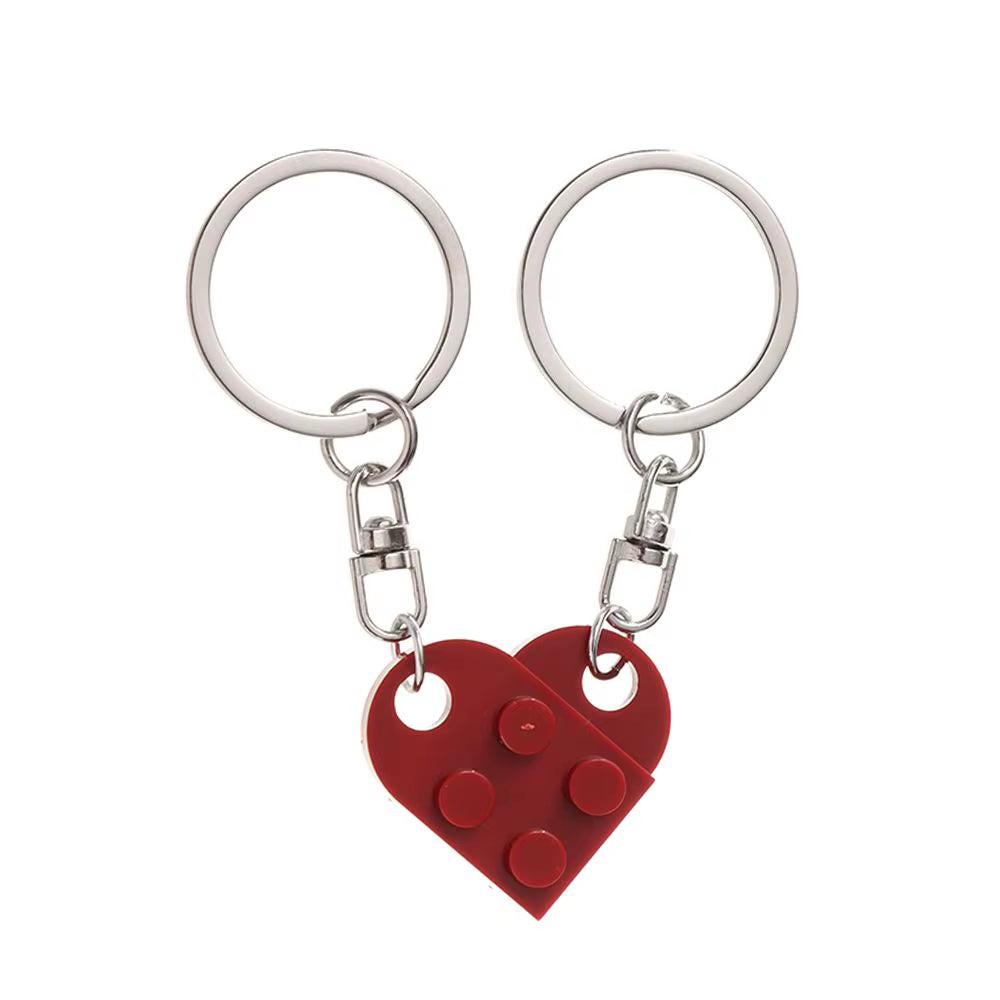 Adorable 2-Piece Love Heart Brick Keychain Set – Perfect Couples Gift for Birthdays and Friendship!