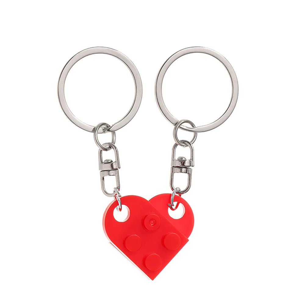 Adorable 2-Piece Love Heart Brick Keychain Set – Perfect Couples Gift for Birthdays and Friendship!