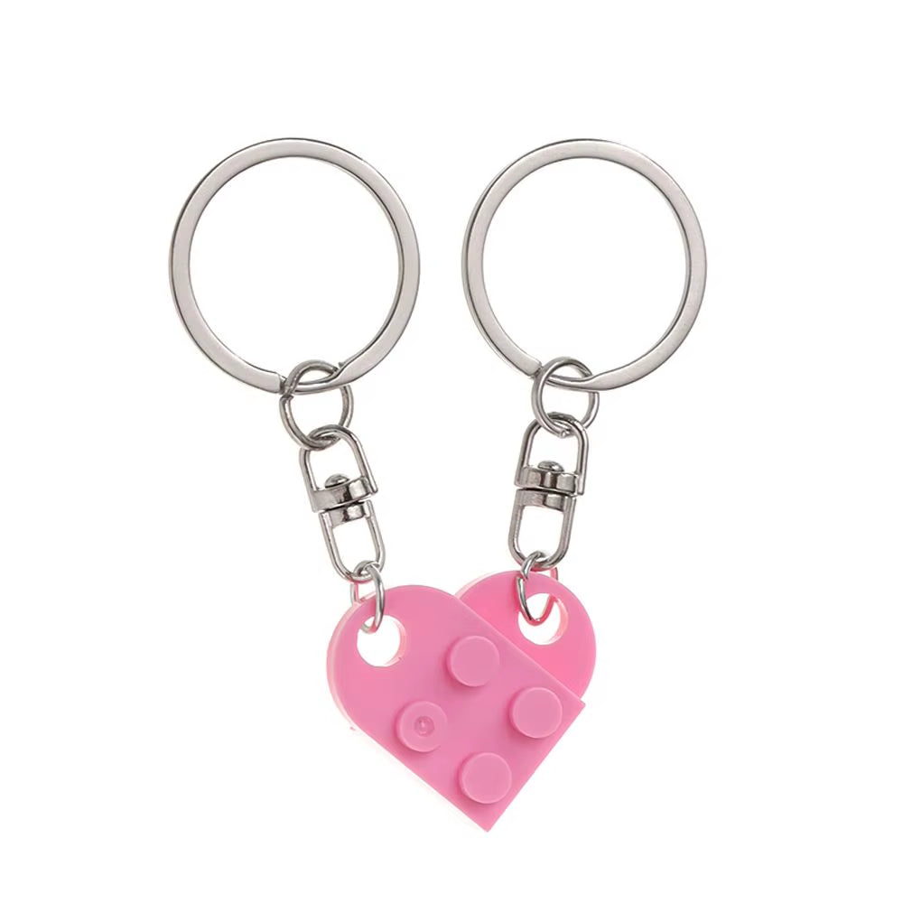 Adorable 2-Piece Love Heart Brick Keychain Set – Perfect Couples Gift for Birthdays and Friendship!