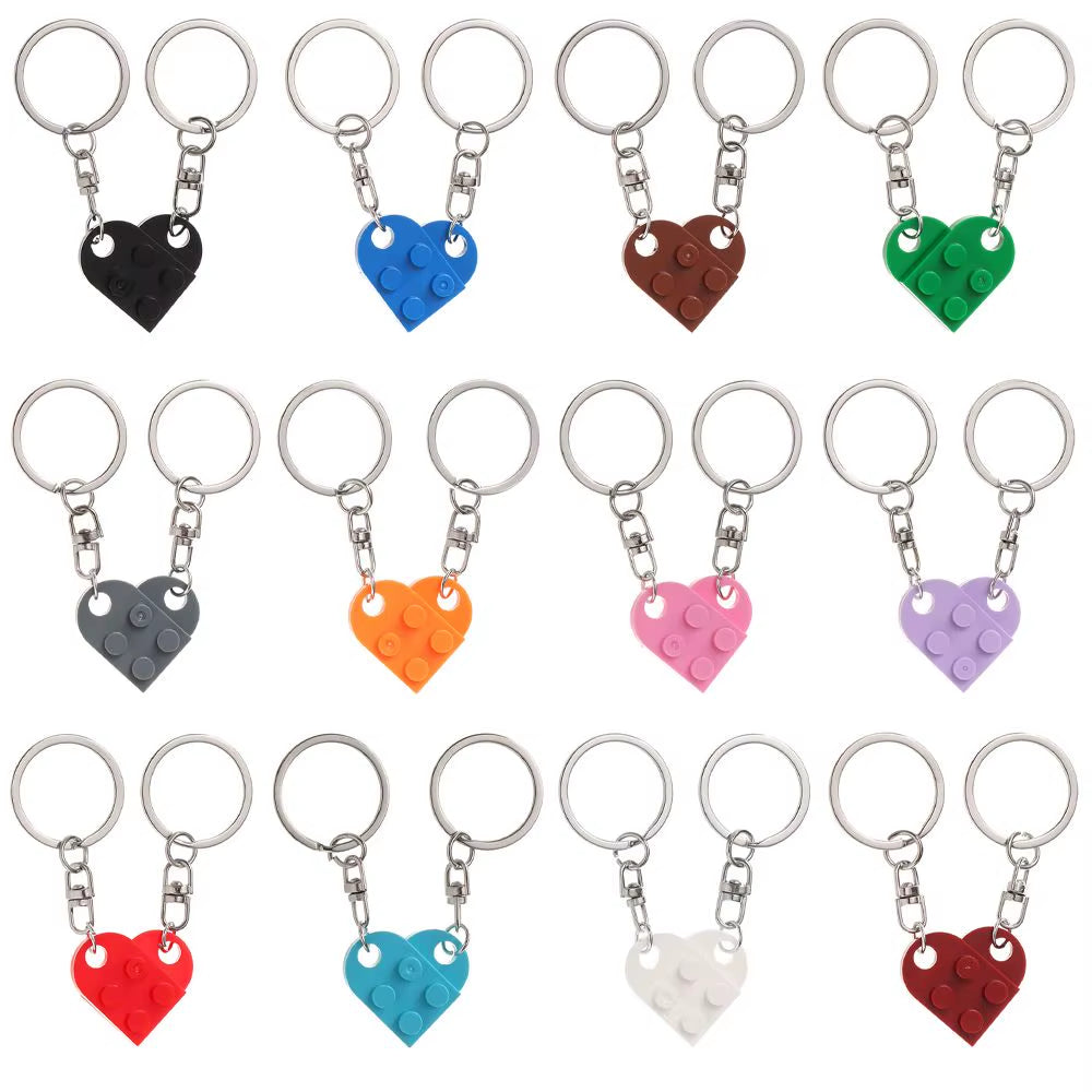 Adorable 2-Piece Love Heart Brick Keychain Set – Perfect Couples Gift for Birthdays and Friendship!