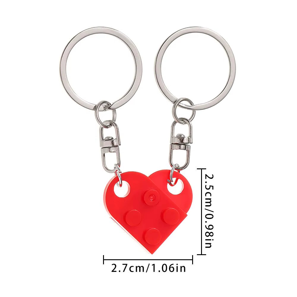Adorable 2-Piece Love Heart Brick Keychain Set – Perfect Couples Gift for Birthdays and Friendship!