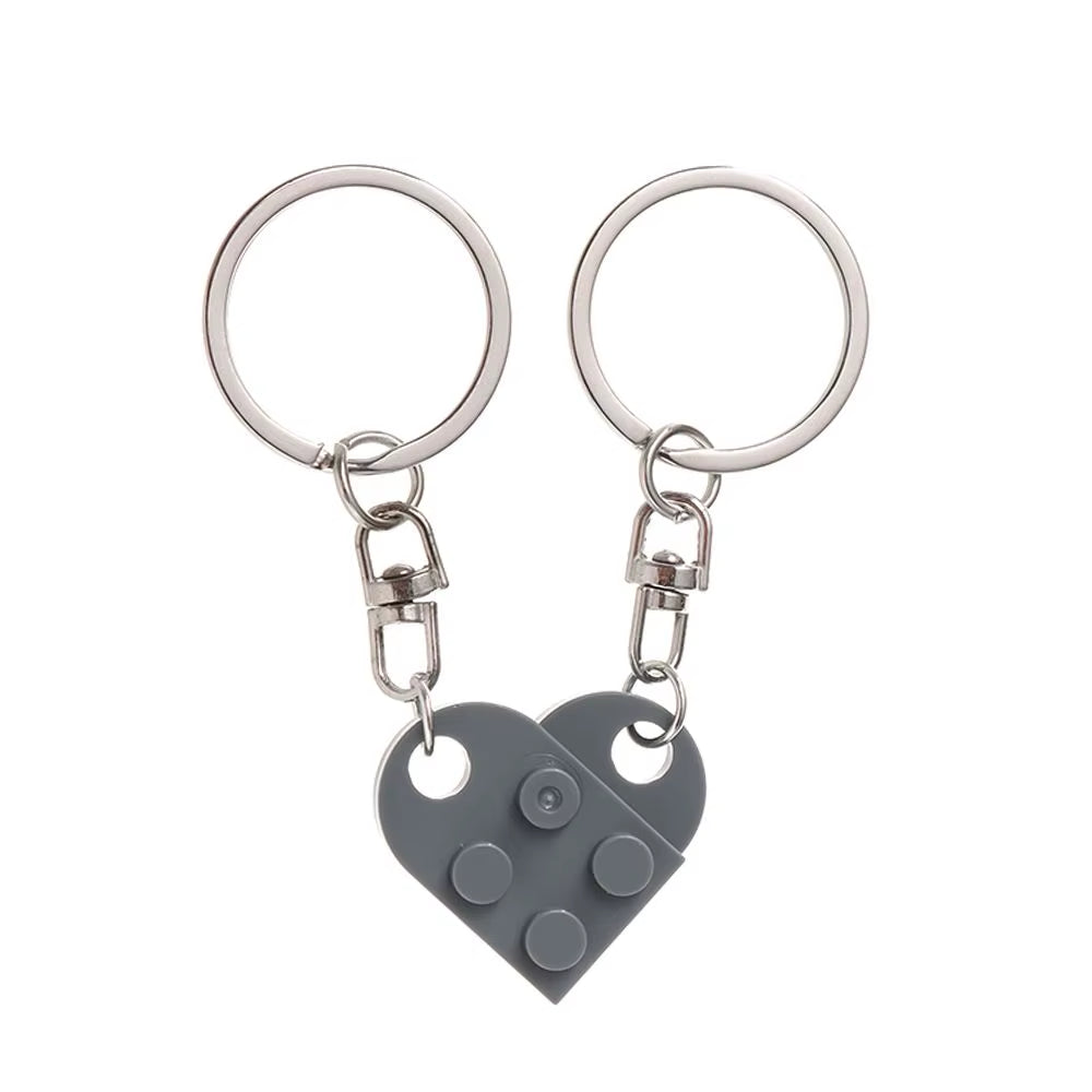 Adorable 2-Piece Love Heart Brick Keychain Set – Perfect Couples Gift for Birthdays and Friendship!