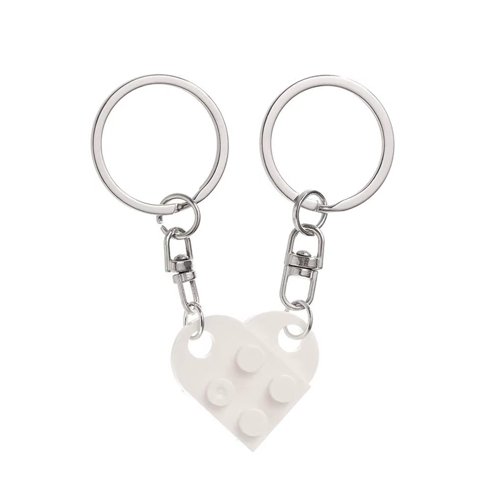 Adorable 2-Piece Love Heart Brick Keychain Set – Perfect Couples Gift for Birthdays and Friendship!