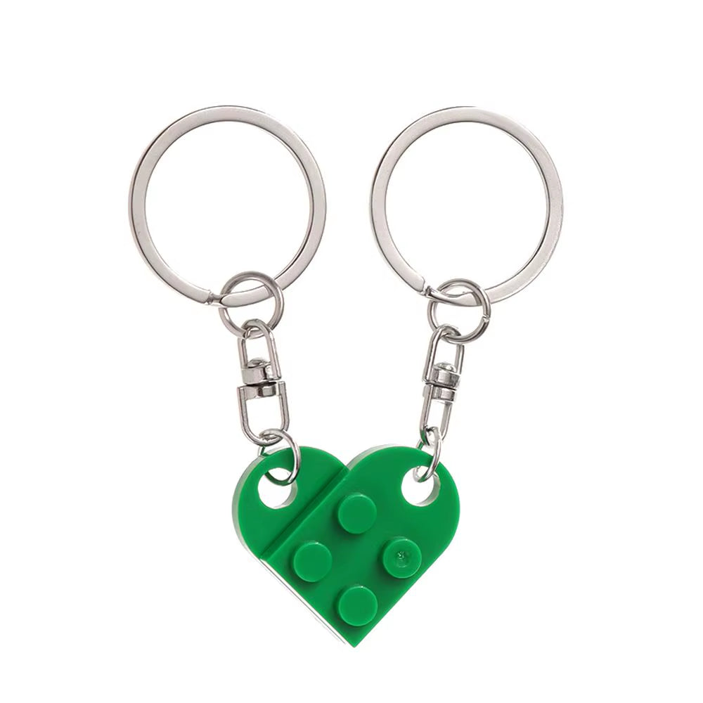 Adorable 2-Piece Love Heart Brick Keychain Set – Perfect Couples Gift for Birthdays and Friendship!
