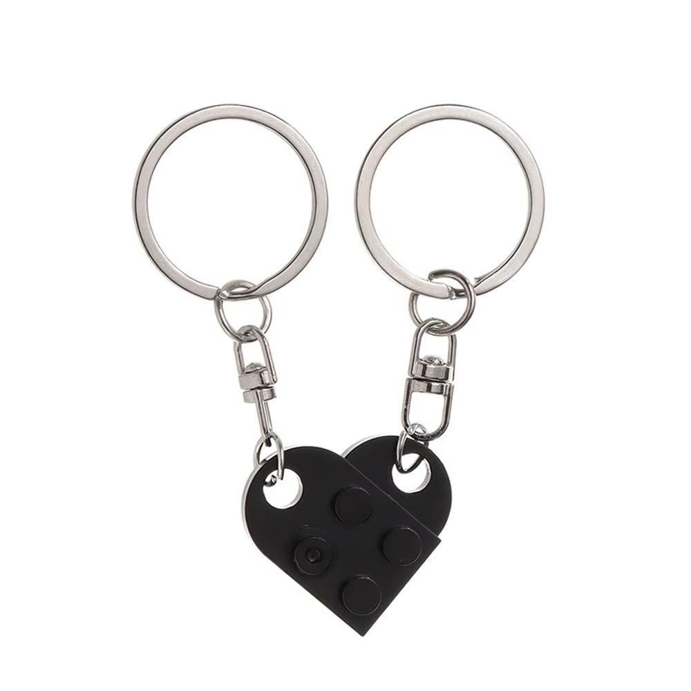 Adorable 2-Piece Love Heart Brick Keychain Set – Perfect Couples Gift for Birthdays and Friendship!