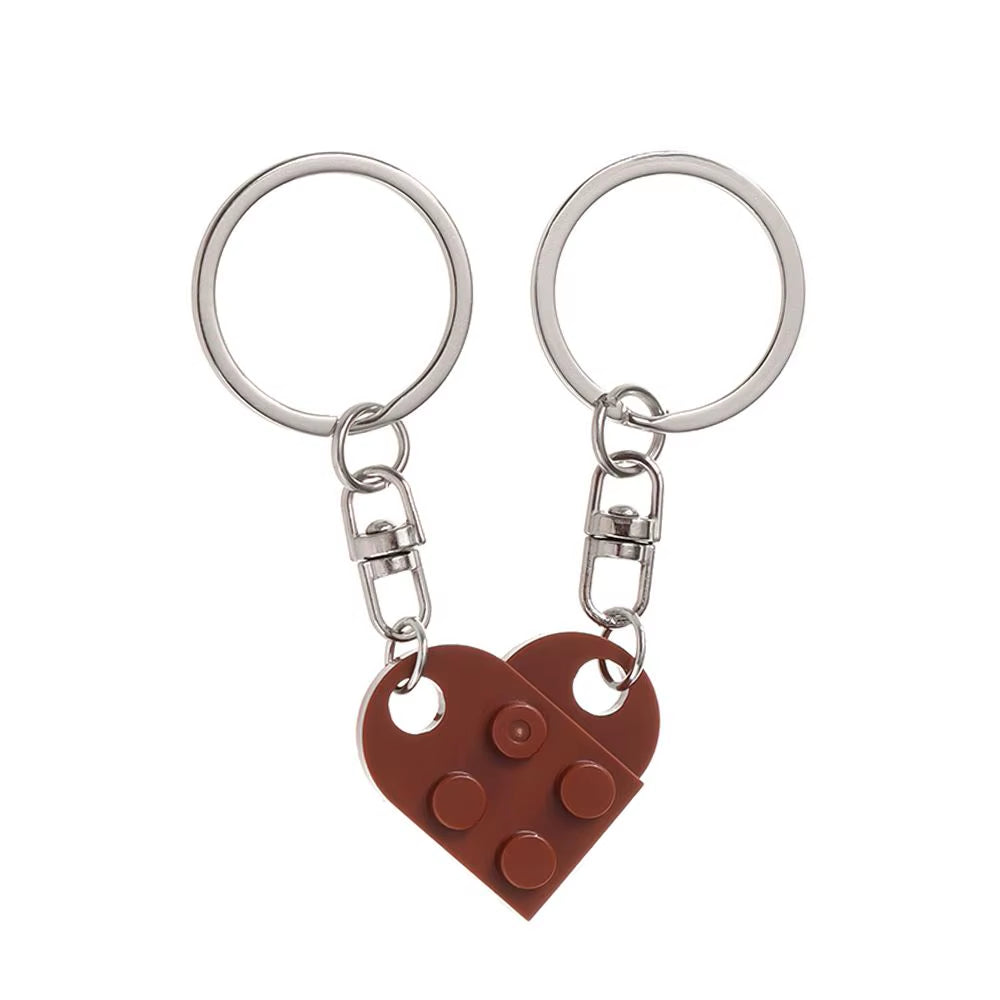 Adorable 2-Piece Love Heart Brick Keychain Set – Perfect Couples Gift for Birthdays and Friendship!