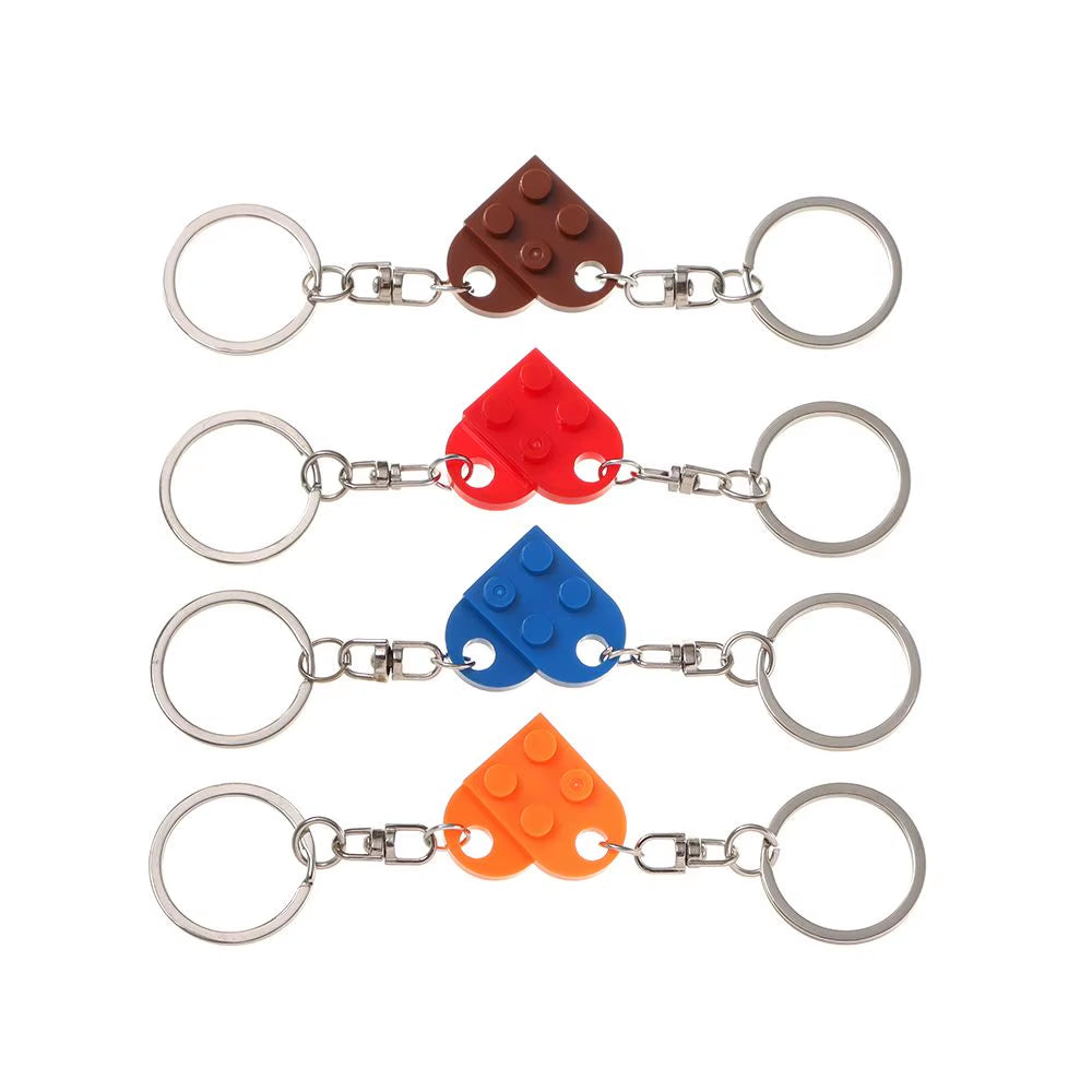Adorable 2-Piece Love Heart Brick Keychain Set – Perfect Couples Gift for Birthdays and Friendship!