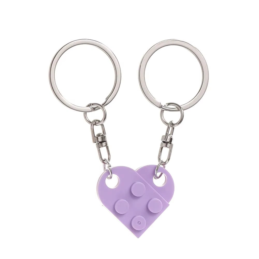 Adorable 2-Piece Love Heart Brick Keychain Set – Perfect Couples Gift for Birthdays and Friendship!